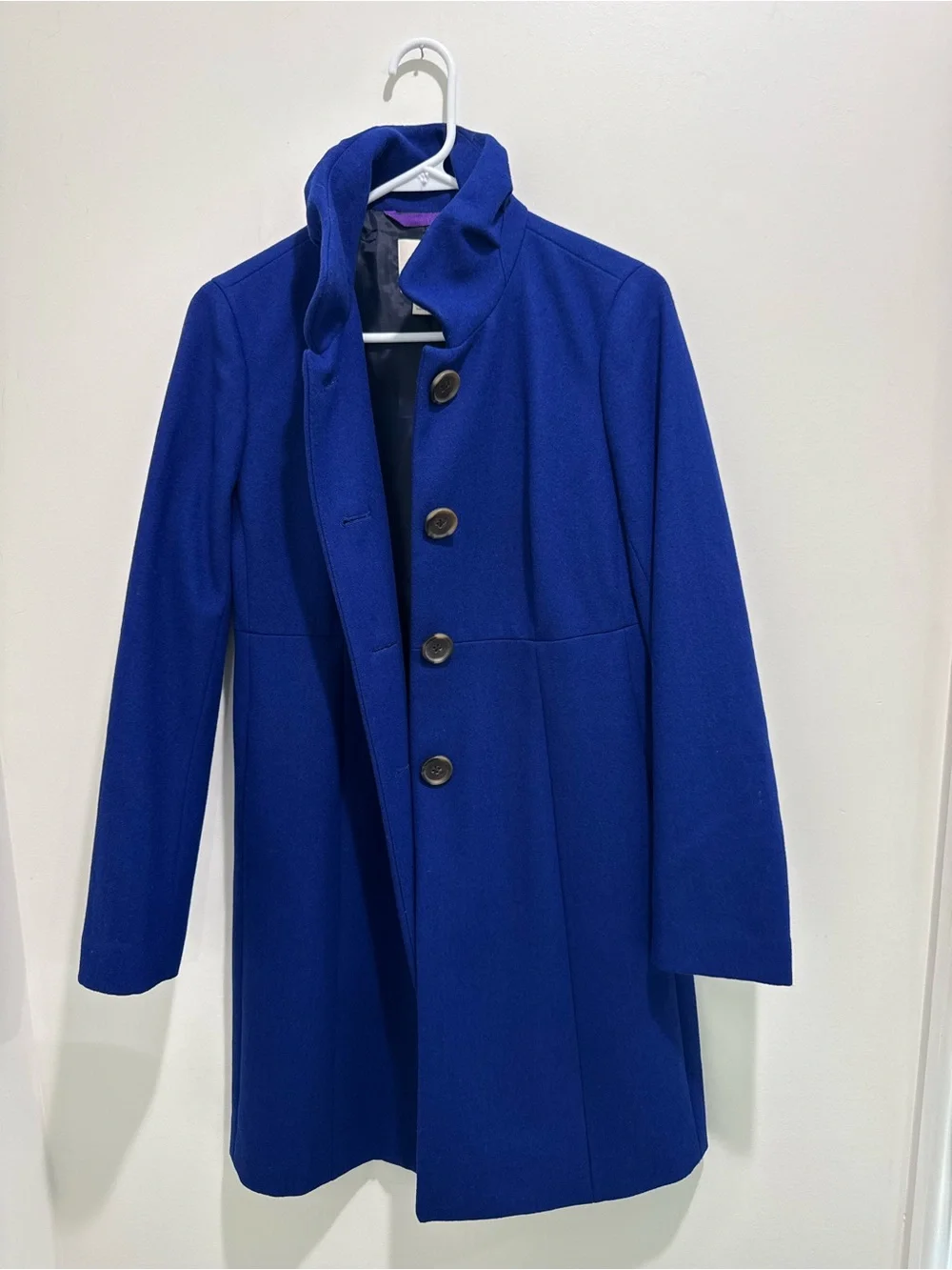 J.Crew City Coat Wool Blend Cobalt Blue Stand Collar Coat Size 2